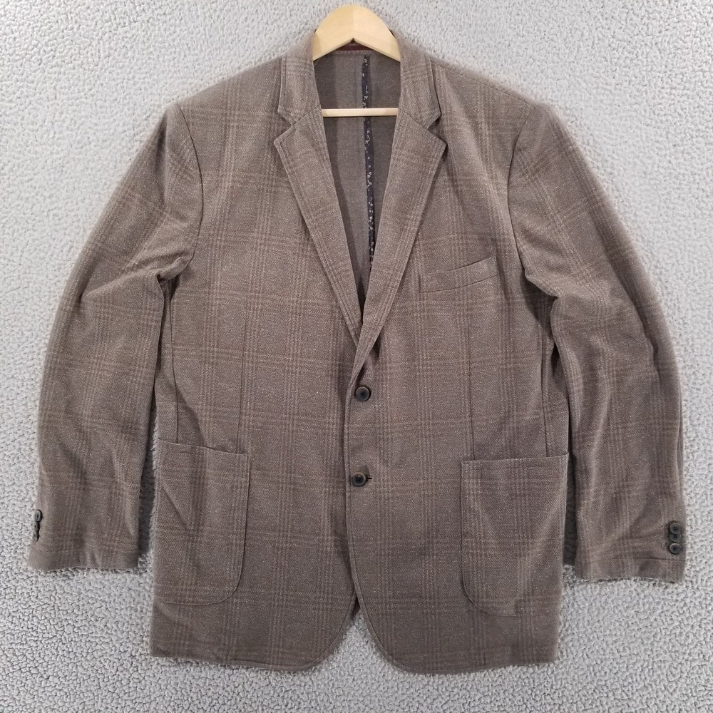 Johnston & Murphy Blazer Mens XL Brown XC Flex Sport Coat Jacket Plaid 2 Button